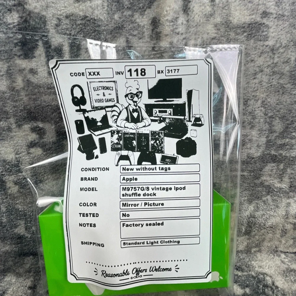 Apple iPod Shuffle Dock M9757G/S Vintage iPod Accessory White New Factory Sealed